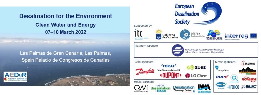 New dates for the EDS International Conference on Desalination for the Environment – Las Palmas de Gran Canaria, SPAIN: 7-10 March, 2022